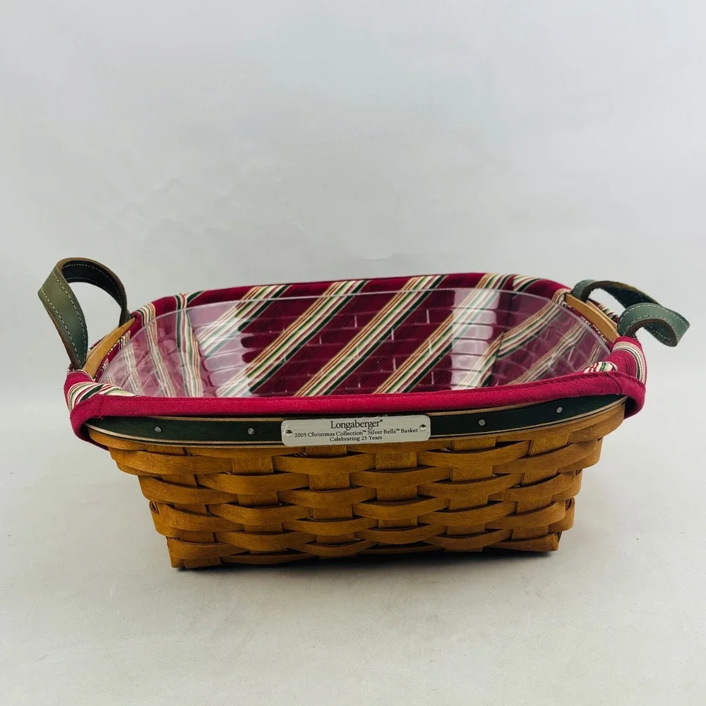 Longaberger 2005 Christmas Collection Silver Bells Basket Stripe Liner Protector